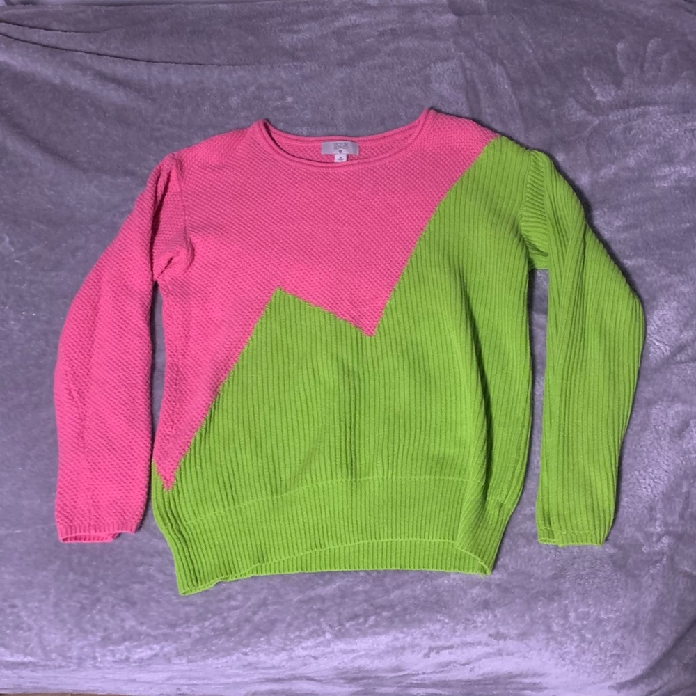 Victor Glemaud Pink and Green Crew Neck Sweater